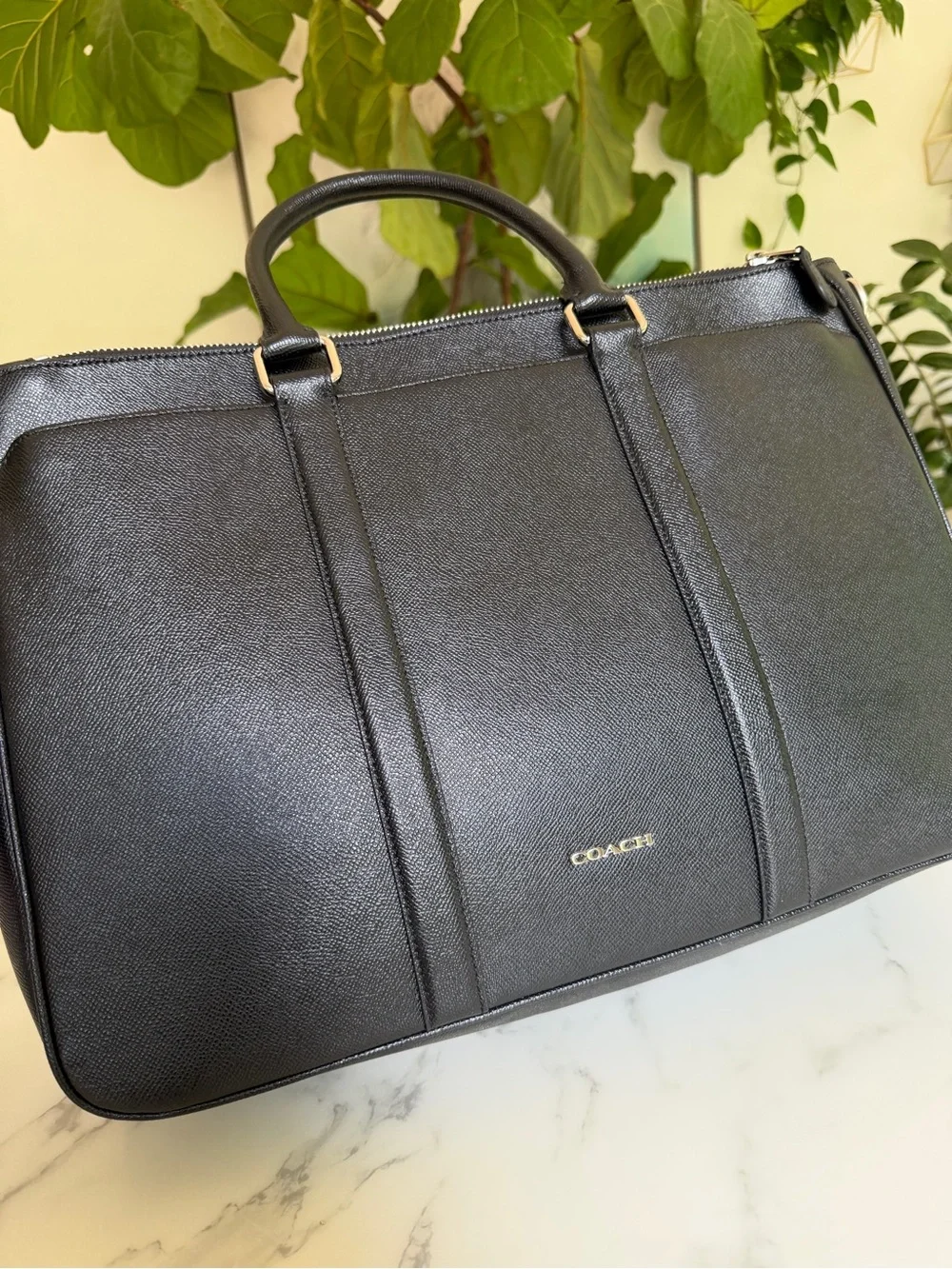 Coach Perry Metropolitan Tote Briefcase Laptop Bag in Black Leather F59141